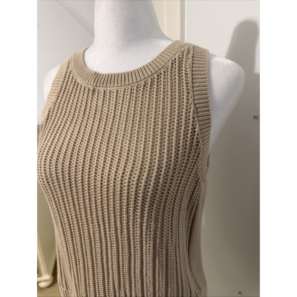 EUC TARGET a new day women's Sweater tank pullover Beige L SHAKER STITCH